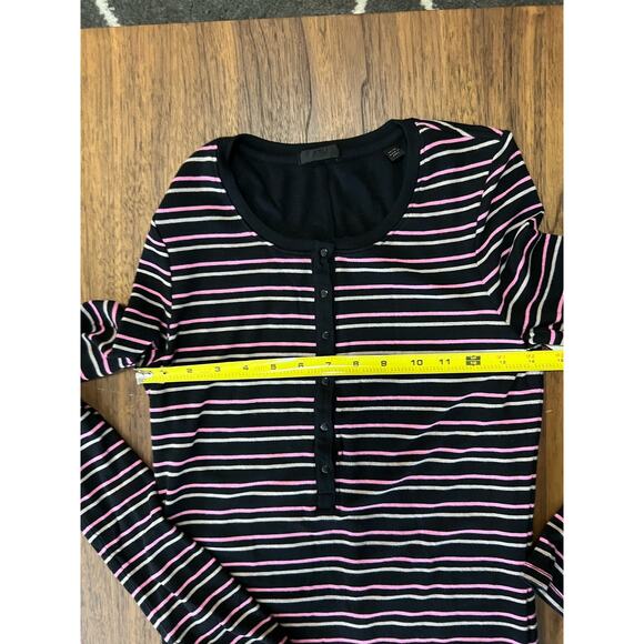 NEW! ATM Anthony Thomas Melillo LS Dress Striped in Black Pink Beige In Size M - Picture 6 of 7